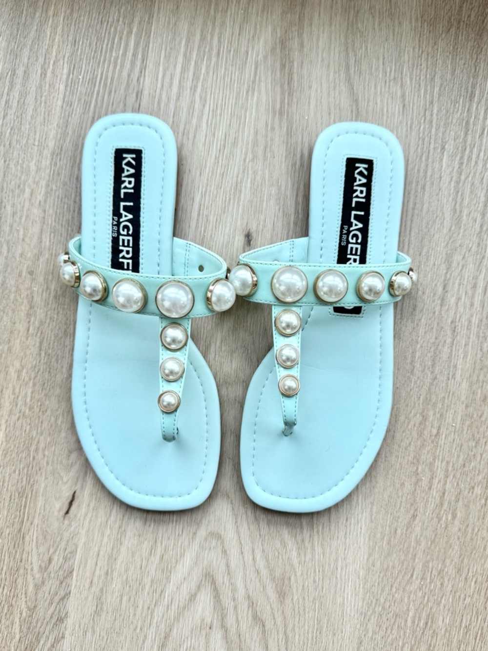 NWOT Karl Lagerfeld Paris Makenna Embellished Flats - Mint (US 7)